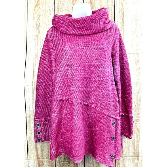 Soft Surroundings Langley Women's Sweater Pullover Knit Button Detail Hem L Pink - Picture 1 of 10